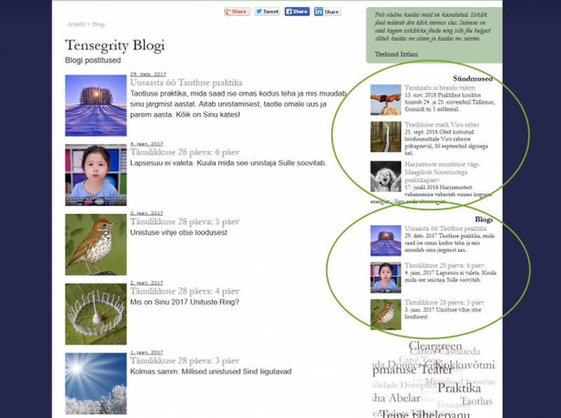 �ks koduleht, mitu alamsektsiooni