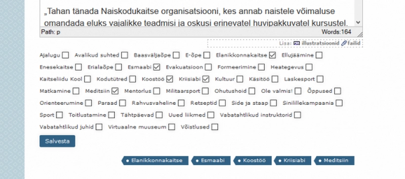 �ks koduleht, mitu alamsektsiooni