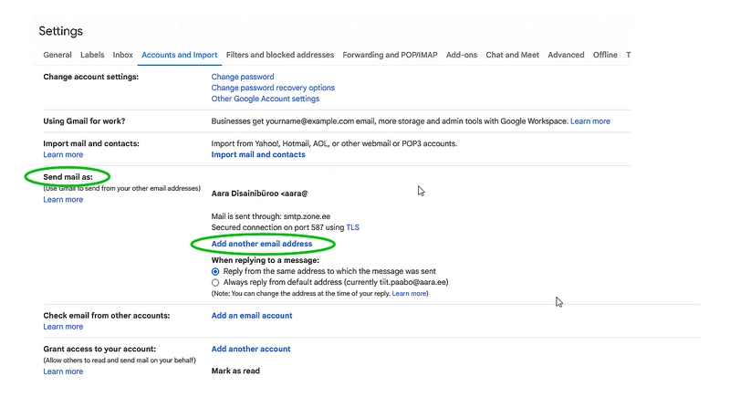 Seadista Gmailist kirjade vljasaatmine