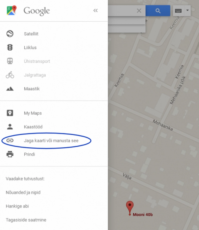 Google kaardi lisamine lehele