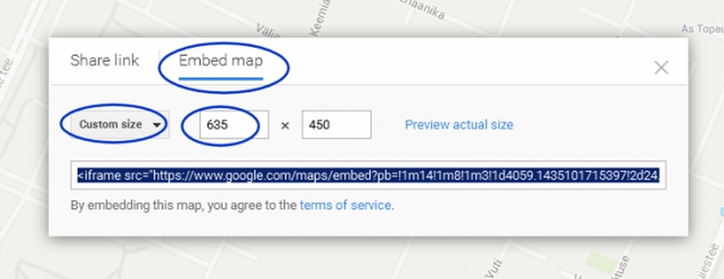 Google kaardi lisamine lehele