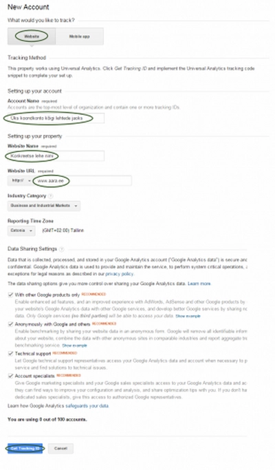 Liida Google Analytics enda kodulehega