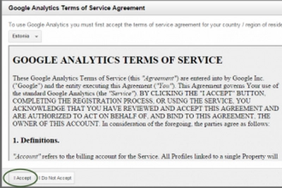 Liida Google Analytics enda kodulehega