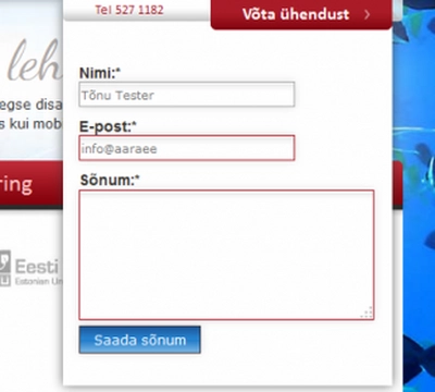 Mugav kodulehe kontaktivorm